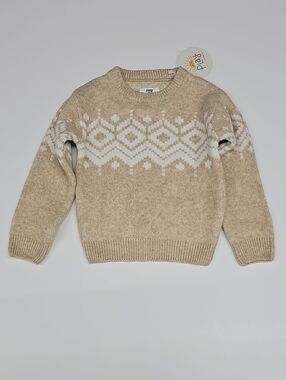 NWT Little Sleepies Beige and White Fair Isle Knit Sweater
